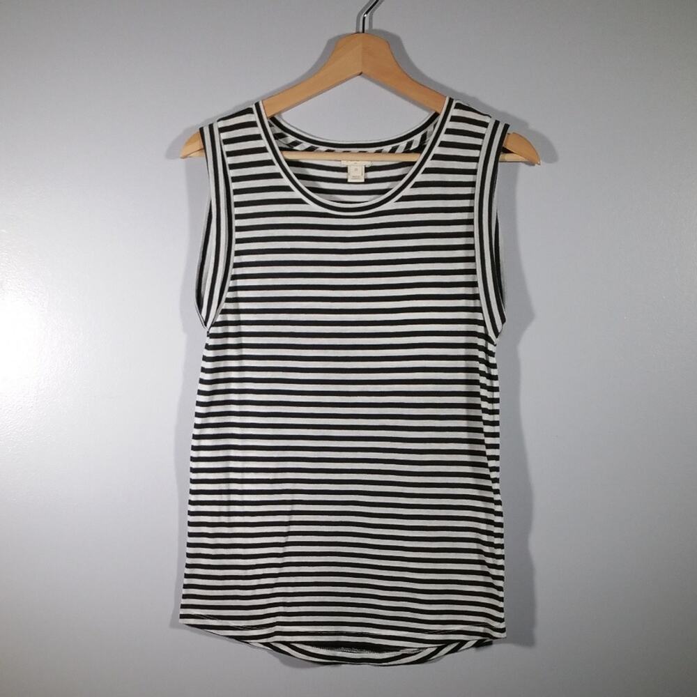 J Crew Factory Sleeveless Striped Shirt Black & White Size XS